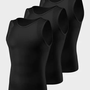 Paquete x 3 camisetas sin mangas de compresión fuerte, uso diario, algodón pima
