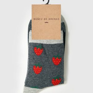 Calcetines Hombre Grises con Fresa